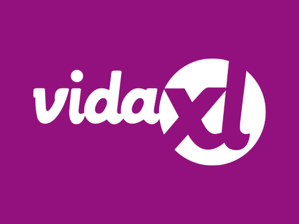 Purple background with white vidaxl in the middle