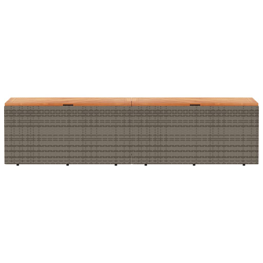 vidaXL Garden Storage Box Grey 220x50x54 cm Poly Rattan Acacia Wood