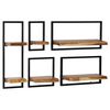 vidaXL Wall Shelf Set 5 Pieces Solid Acacia Wood and Steel