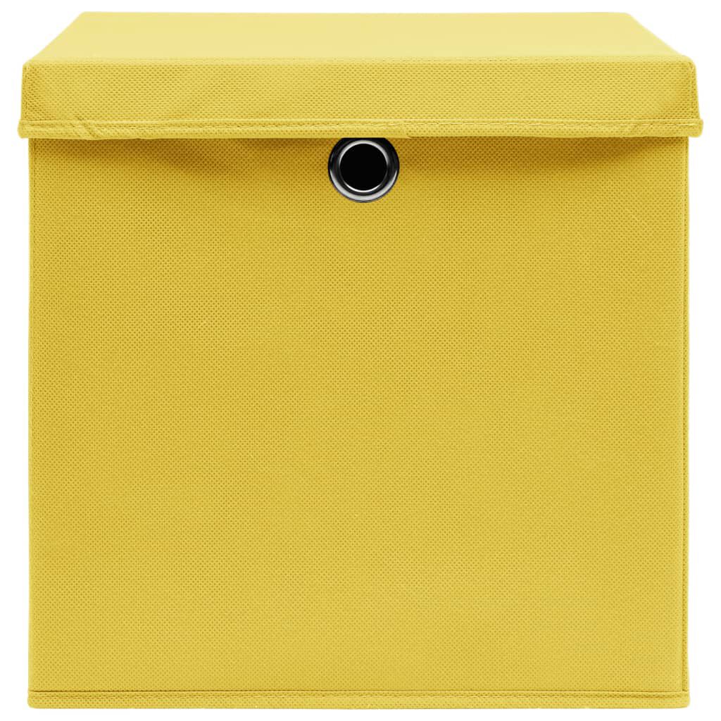 vidaXL Storage Boxes with Covers 10 pcs 28x28x28 cm Yellow