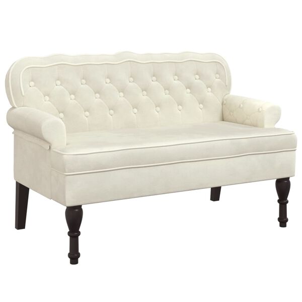 vidaXL Bench with Backrest Cream 119.5x64.5x75 cm Velvet