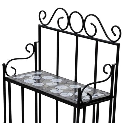 Plant Stand Plant Display Black White Mosaic Pattern, black Plant Stand Plant Display Black White Mosaic Pattern