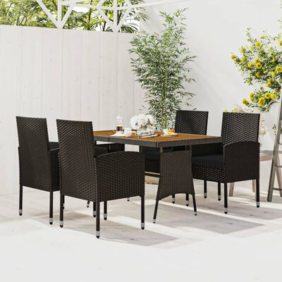 vidaXL 5 Piece Outdoor Dining Set Poly Rattan Black, black vidaXL 5 Piece Outdoor Dining Set Poly Rattan Black