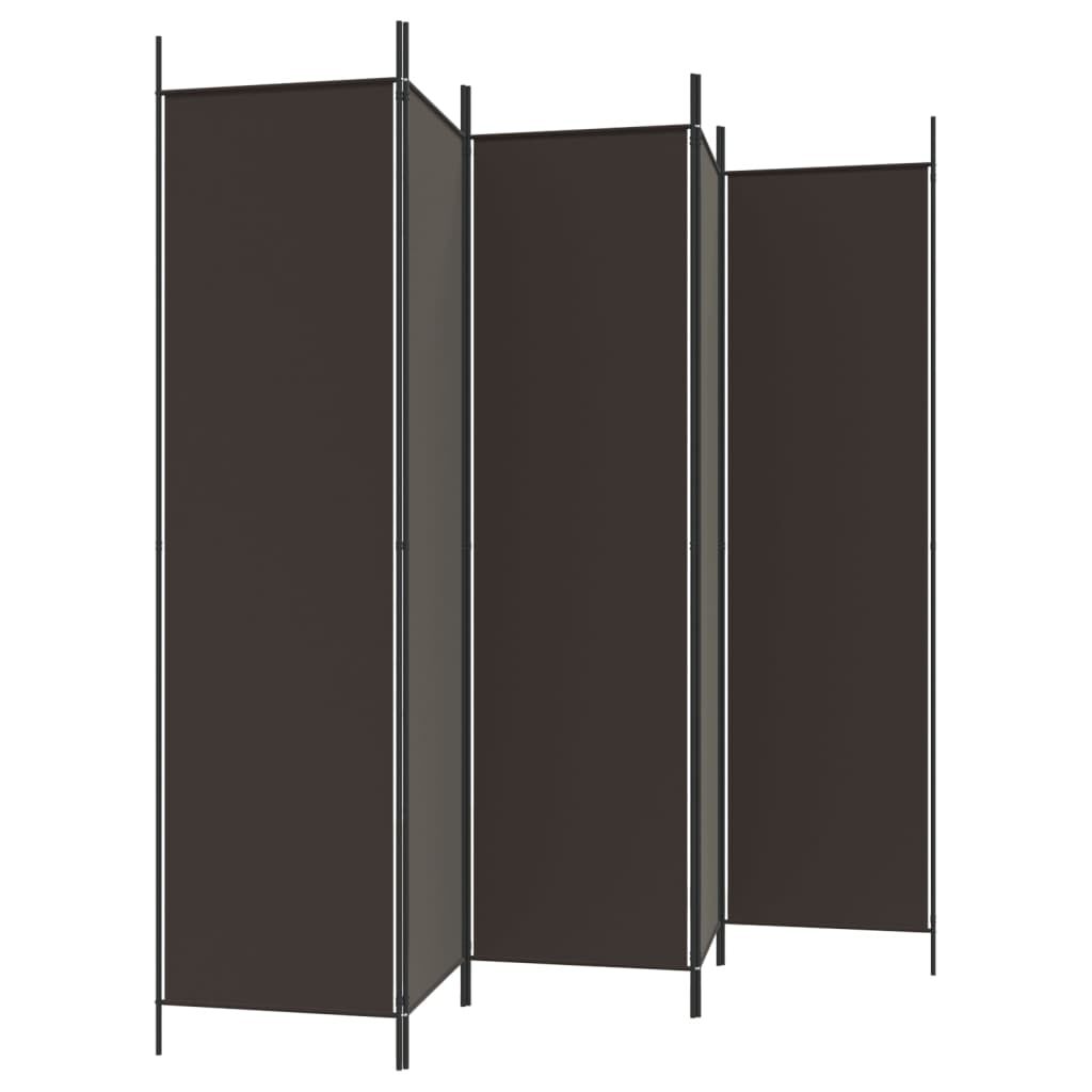 vidaXL 5-Panel Room Divider Brown 250x200 cm Fabric