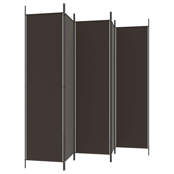 vidaXL 5-Panel Room Divider Brown 250x200 cm Fabric