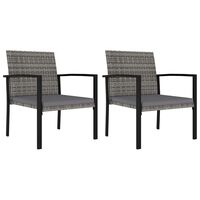 vidaXL Garden Dining Chairs 2 pcs Poly Rattan Grey, grey vidaXL Garden Dining Chairs 2 pcs Poly Rattan Grey