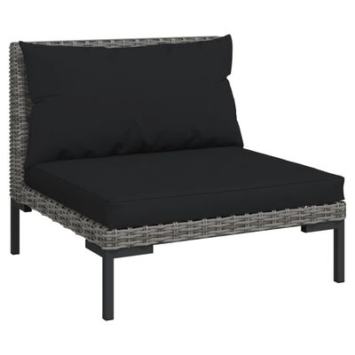 vidaXL 7 Piece Garden Lounge Set with Cushions Poly Rattan Dark Grey,  vidaXL 7 Piece Garden Lounge Set with Cushions Poly Rattan Dark Grey