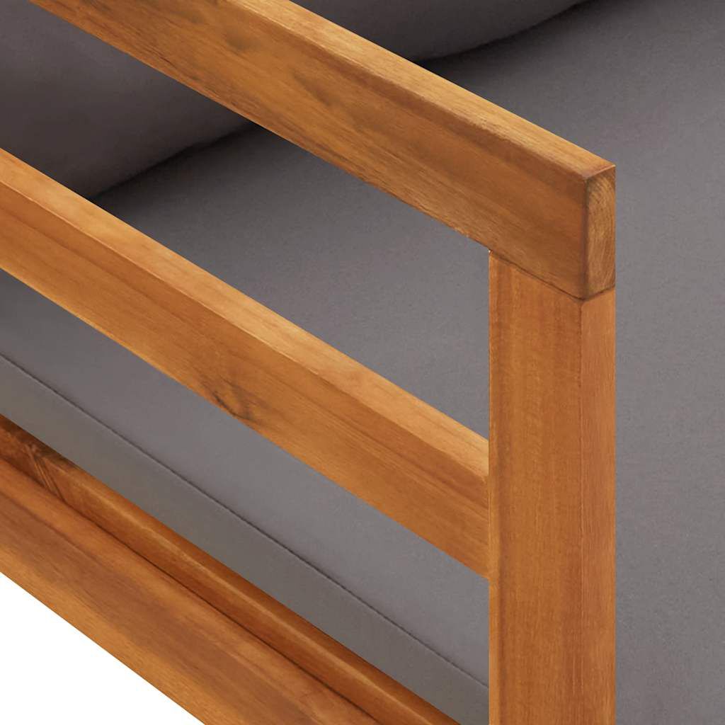 vidaXL Sun Lounger with 1 Armrest Dark Grey Solid Acacia Wood