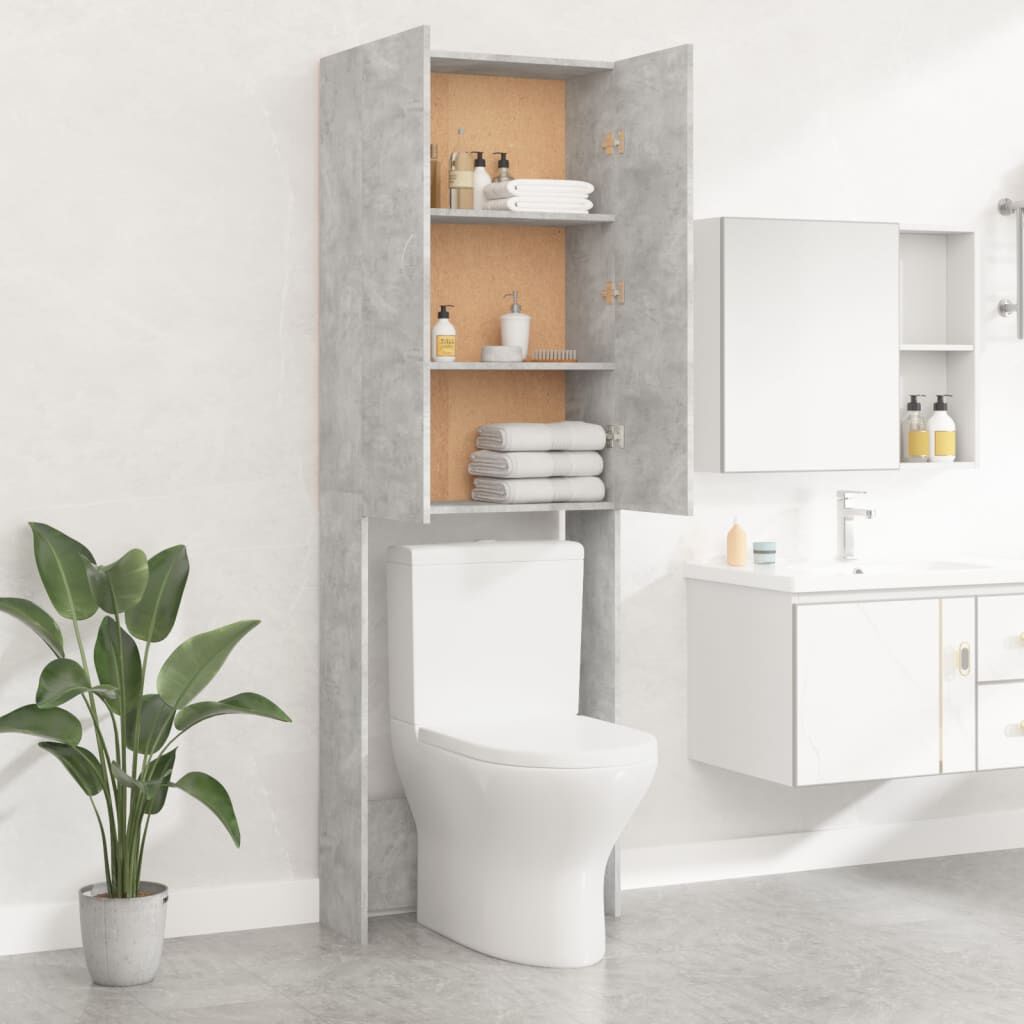 vidaXL Washing Machine Cabinet Concrete Grey 64x25.5x190 cm