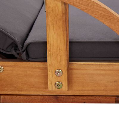 vidaXL Sun Lounger with Cushion Solid Acacia Wood, dark grey vidaXL Sun Lounger with Cushion Solid Acacia Wood