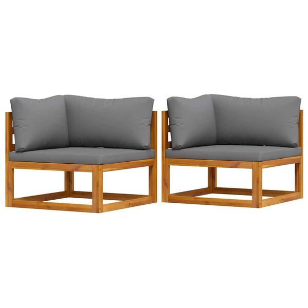 vidaXL Sectional Corner Sofas 2 pcs with Cushions Dark Grey