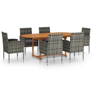 vidaXL 7 Piece Garden Dining Set Poly Rattan Anthracite