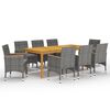 vidaXL 9 Piece Garden Dining Set Grey