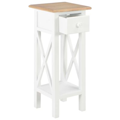 vidaXL Side Table White 27x27x65.5 cm Wood, brown and white vidaXL Side Table White 27x27x65.5 cm Wood