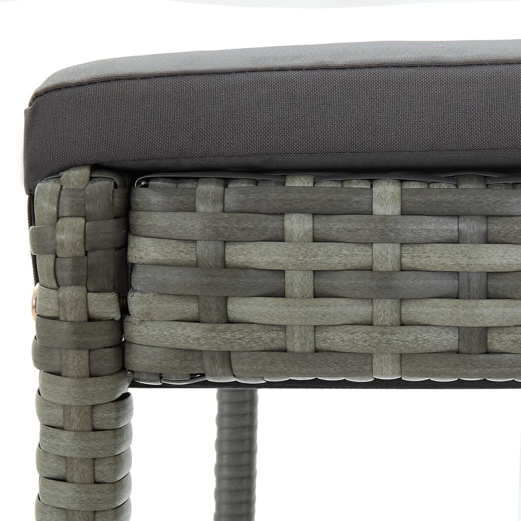 vidaXL Garden Bar Stools with Cushions 4 pcs Grey Poly Rattan
