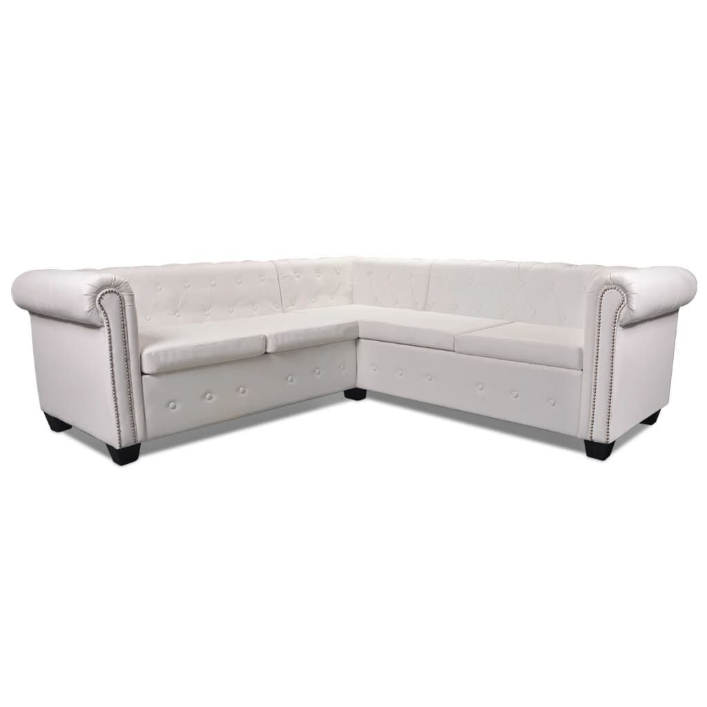 vidaXL Chesterfield Corner Sofa 5-Seater Artificial Leather White