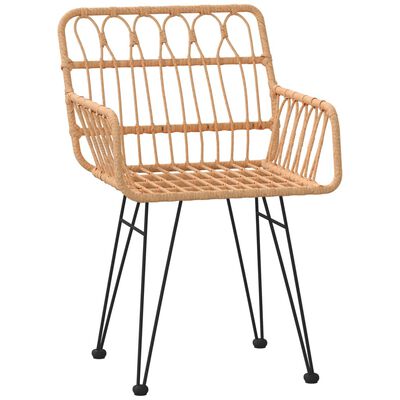 vidaXL Garden Chairs 2 pcs with Armrest 56x64x80 cm PE Rattan, brown vidaXL Garden Chairs 2 pcs with Armrest 56x64x80 cm PE Rattan