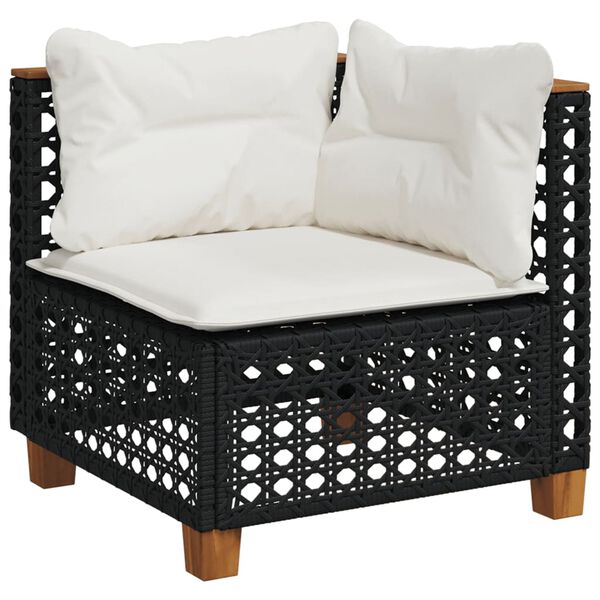 vidaXL 10 Piece Garden Sofa Set with Cushions Black Poly Rattan