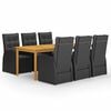 vidaXL 7 Piece Garden Dining Set Black