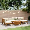 vidaXL 7 Piece Garden Lounge Set with Cream Cushion Solid Acacia Wood