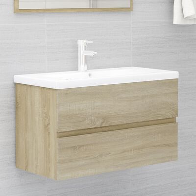 vidaXL 2 Piece Bathroom Furniture Set Sonoma Oak Engineered Wood