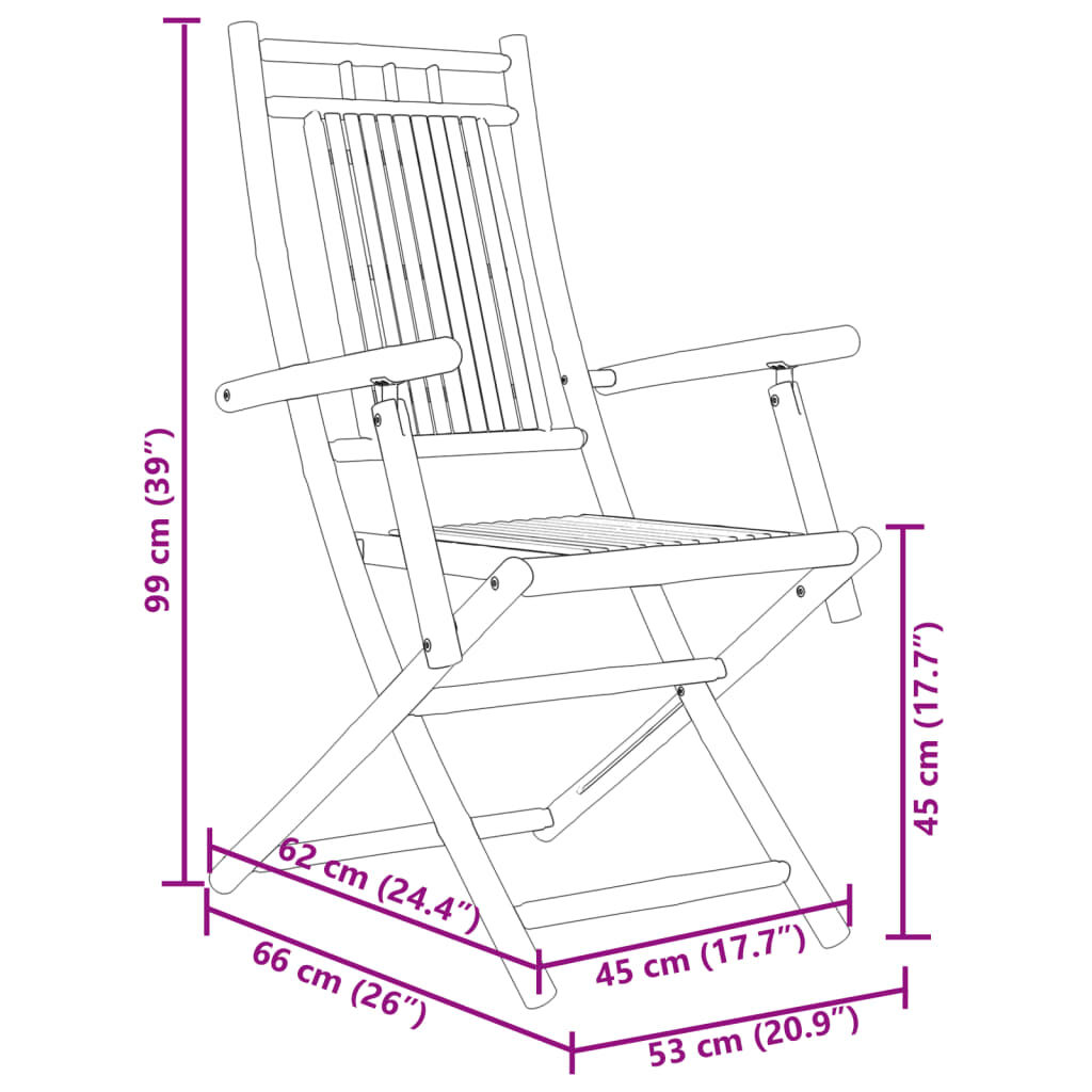 vidaXL Folding Garden Chairs 4 pcs 53x66x99 cm Bamboo