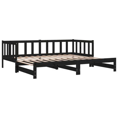 vidaXL Pull-out Day Bed without Mattress Black 2x(90x200) cm