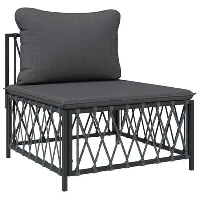 vidaXL 3 Piece Garden Lounge Set with Cushions Anthracite Steel, anthracite vidaXL 3 Piece Garden Lounge Set with Cushions Anthracite Steel