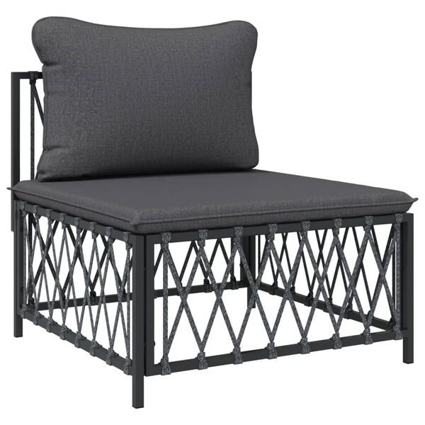 vidaXL 3 Piece Garden Lounge Set with Cushions Anthracite Steel