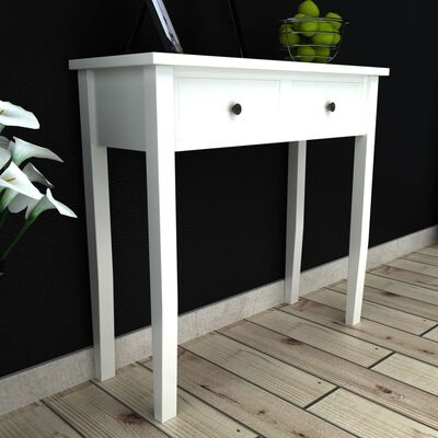 vidaXL Dressing Console Table with Two Drawers White, white vidaXL Dressing Console Table with Two Drawers White