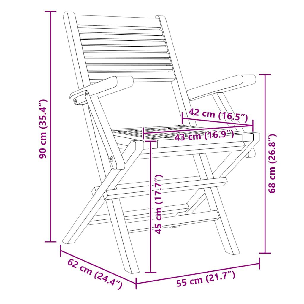 vidaXL Folding Garden Chairs 6 pcs 55x62x90 cm Solid Wood Teak
