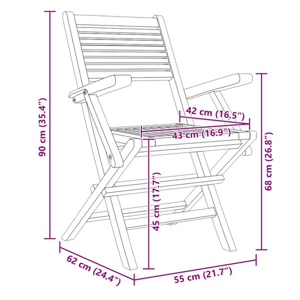 vidaXL Folding Garden Chairs 6 pcs 55x62x90 cm Solid Wood Teak