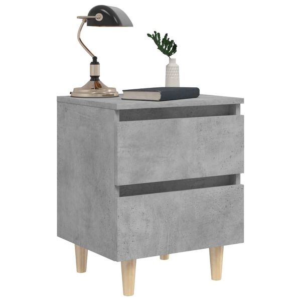 vidaXL Bed Cabinets & Solid Pinewood Legs 2 pcs Concrete Grey 40x35x50 cm