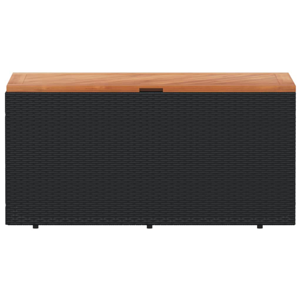 vidaXL Garden Storage Box Black 110x50x54 cm Poly Rattan Acacia Wood
