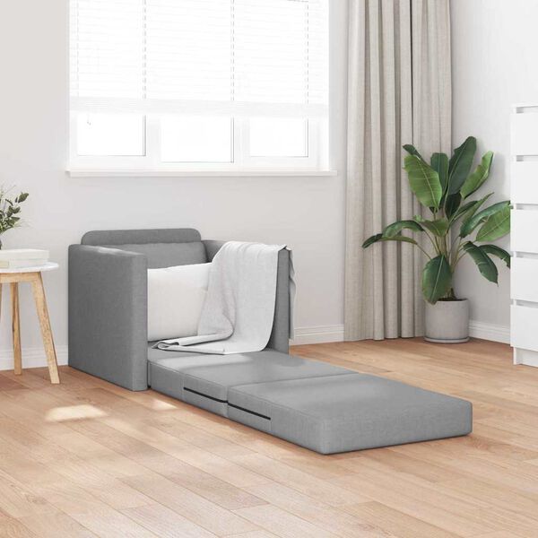vidaXL Floor Sofa Bed 2-in-1 Light Grey 112x174x55 cm Fabric