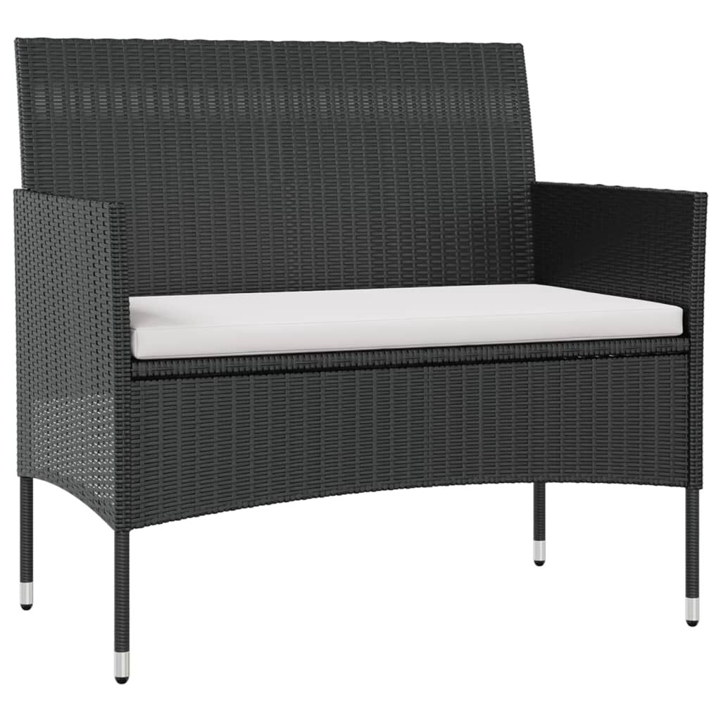 vidaXL 16 Piece Garden Lounge Set with Cushions Poly Rattan Black