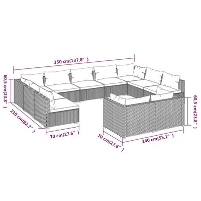 vidaXL 11 Piece Garden Lounge Set with Cushions Grey Poly Rattan, grey and dark blue vidaXL 11 Piece Garden Lounge Set with Cushions Grey Poly Rattan
