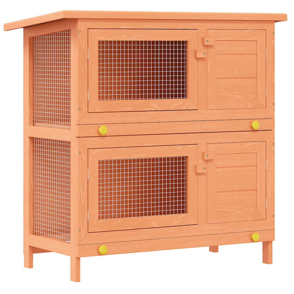 vidaXL Outdoor Rabbit Hutch Small Animal House Pet Cage 4 Doors Wood