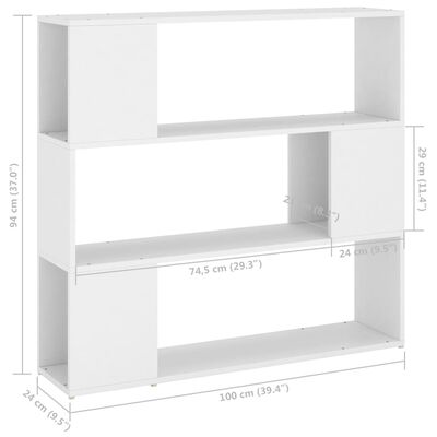 vidaXL Book Cabinet Room Divider White 100x24x94 cm, white vidaXL Book Cabinet Room Divider White 100x24x94 cm
