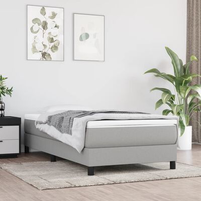 vidaXL Box Spring Bed Frame Light Grey 90x200 cm Fabric, light grey vidaXL Box Spring Bed Frame Light Grey 90x200 cm Fabric