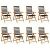 vidaXL Reclining Garden Chairs 8 pcs Black Solid Wood Acacia