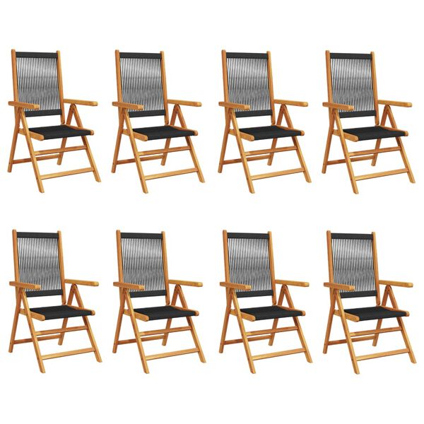 vidaXL Reclining Garden Chairs 8 pcs Black Solid Wood Acacia