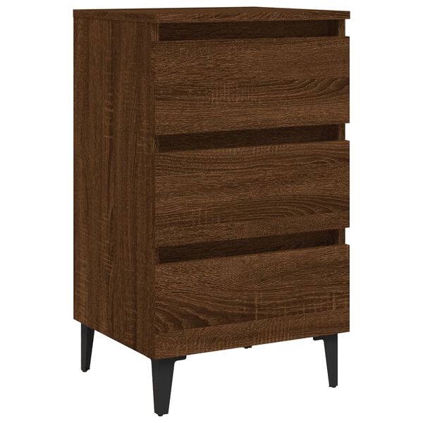 vidaXL Bed Cabinets with Metal Legs 2 pcs Brown Oak 40x35x69 cm