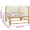 vidaXL 4 Piece Garden Lounge Set with Cream White Cushions Bamboo