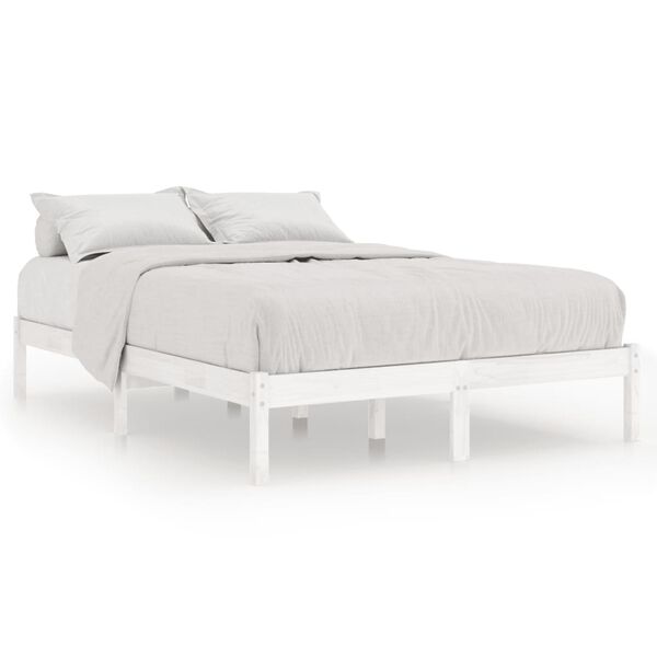 vidaXL Bed Frame without Mattress White Solid Wood 160x200 cm