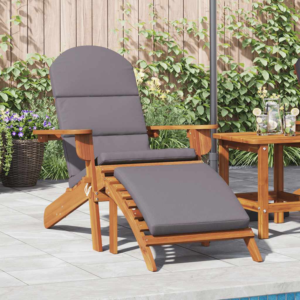 vidaXL Adirondack Garden Chair with Footrest Solid Wood Acacia, brown and grey vidaXL Adirondack Garden Chair with Footrest Solid Wood Acacia