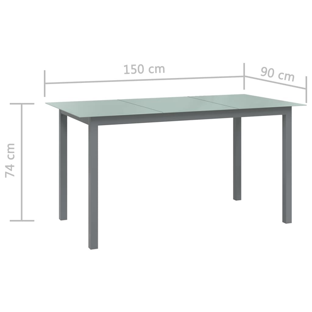 vidaXL 7 Piece Garden Dining Set Aluminium Silver and Black