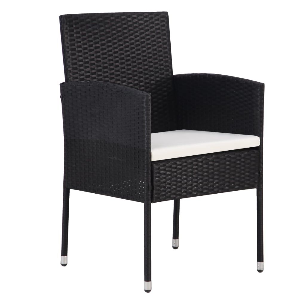 vidaXL 7 Piece Garden Dining Set Poly Rattan Black