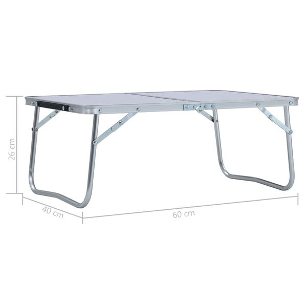 vidaXL Folding Camping Table White Aluminium 60x40 cm