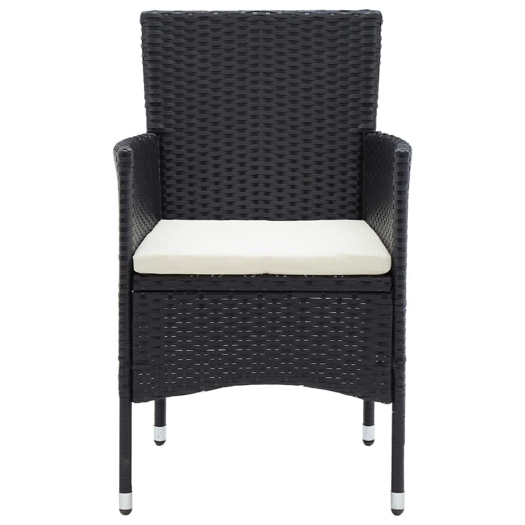 vidaXL 3 Piece Garden Dining Set with Cushions Poly Rattan Black